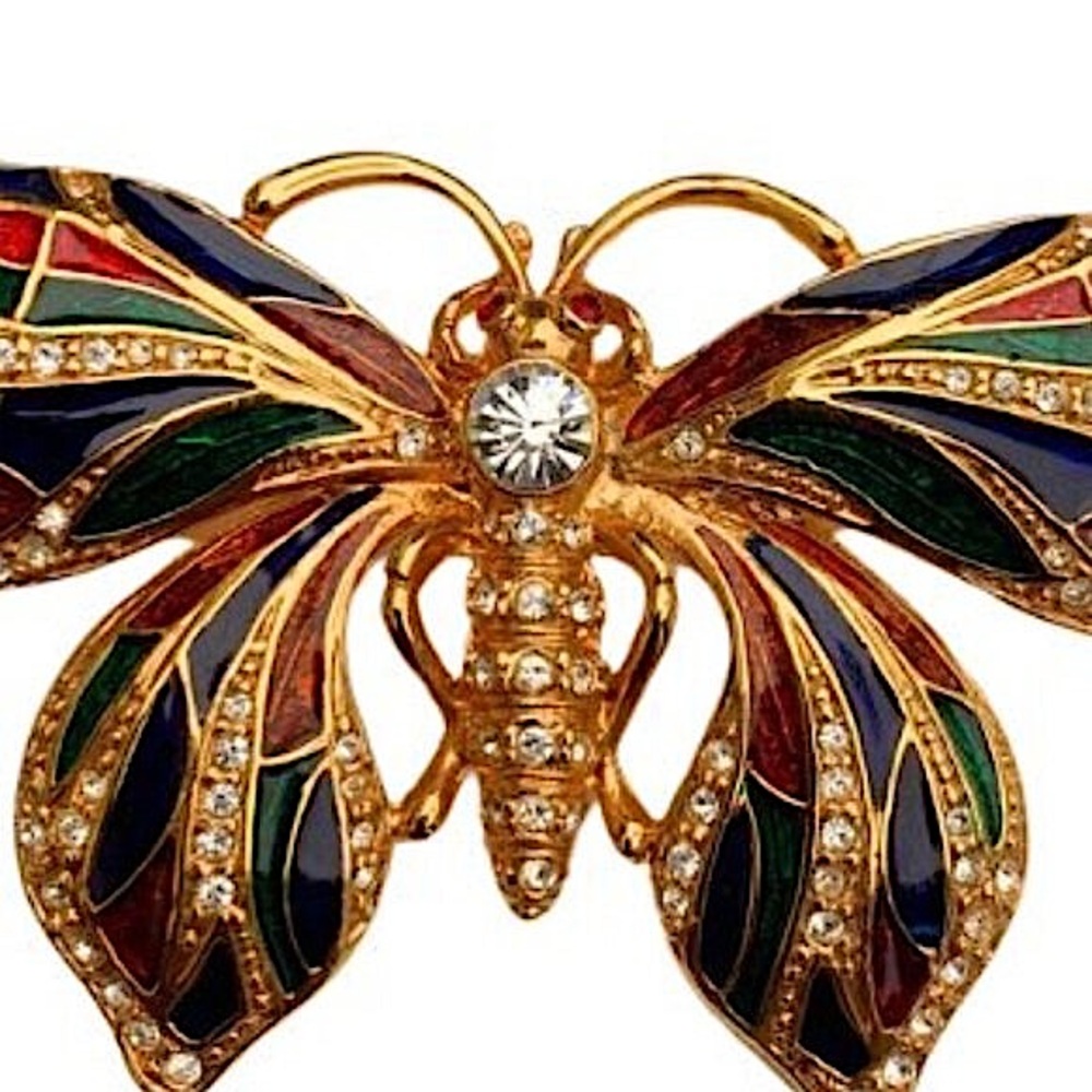 Vintage Enamel Butterfly Brooch Camrose and Kross JBK Jackie Kennedy - Picture 2 of 4